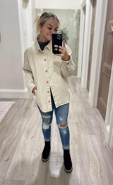 CREAM BUTTON UP POCKET JACKET