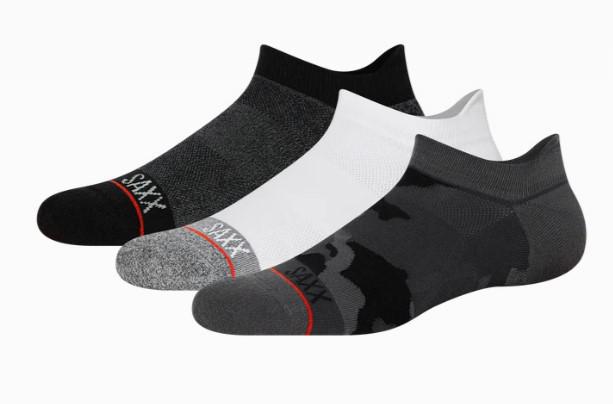 SAXX WHOLE PACKAGE 3 PACK LOW SHOW BLACK/WHITE/SUPER CAMO SOCKS