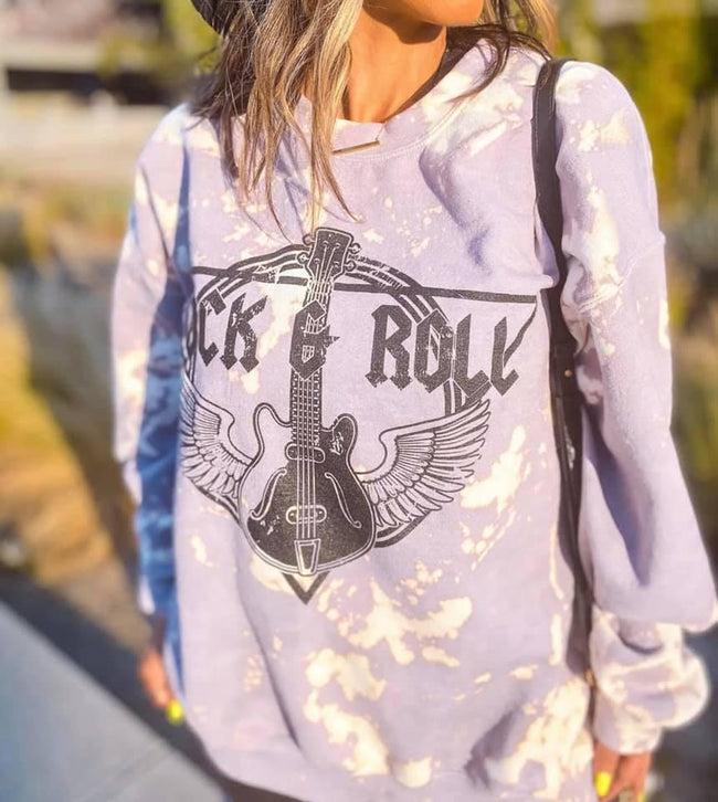 WASHED ROCK AND ROLL CREW SWEATER