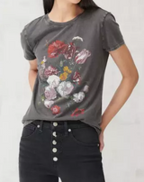 LUCKY CHARCOAL FLORAL TEE