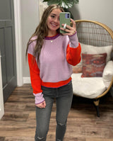BRYNN COLORBLOCK CONTRAST SWEATER TOP