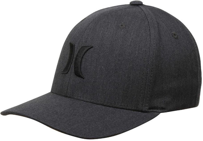 HURLEY TEXTURES BLACK HERRINGBONE FLEXFIT HAT