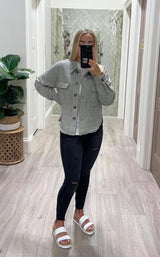 HERRINGBONE BUTTON JACKET