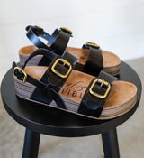 MUNICH BLACK SANDS STRAP SANDALS