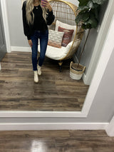 KYRA BLACK RIBBED SWEATER TOP
