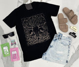 BLACK LEOPARD BULL SKULL TEE