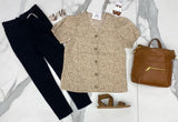 NEUTRAL FLORAL BUTTON BLOUSE