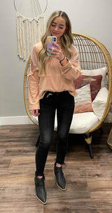 PEACH BOHO WASHED HOODED SWEATSHIRT