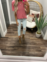 FREE PEOPLE WASHED CORAL VELLA TEE