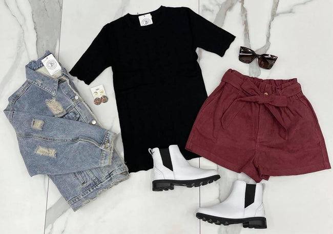 WINE CORDED SHORT