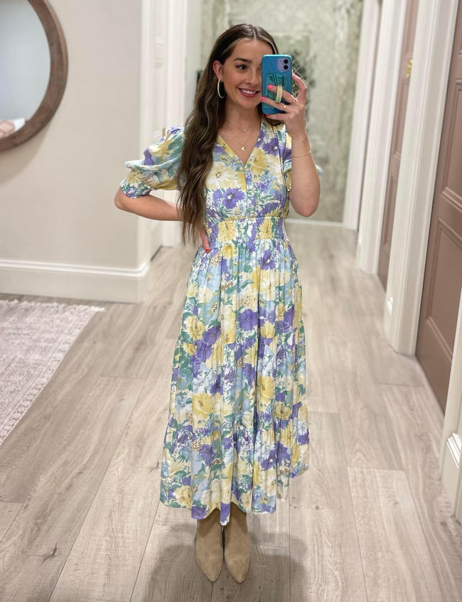 PASTEL PETAL BUTTON FRONT DRESS