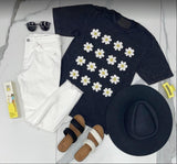 CHARCOAL WASH VINTAGE DAISY TEE