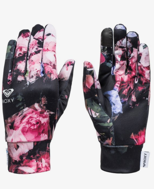 ROXY BLACK FLORAL SKI GLOVES