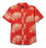 BRIXTON CHARTER WOVEN BUTTON UP ALOHA RED