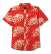BRIXTON CHARTER WOVEN BUTTON UP ALOHA RED