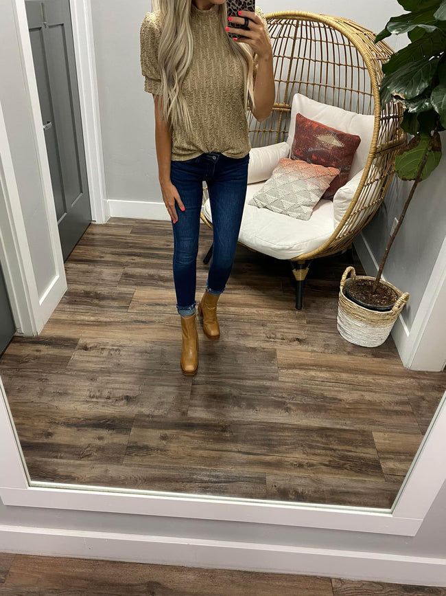 CHRISSY TAUPE TEXTURED BLOUSE