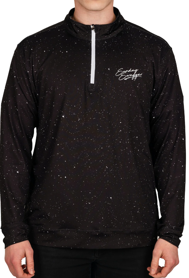 MENS SUNDAY SWAGGER BLACK SPLATTER QUARTERZIP
