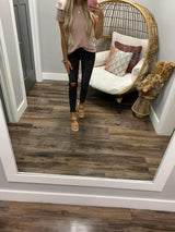 BLUSH CONTRAST RUFFLE TOP