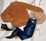RUST CHUNKY KNIT SWEATER TOP