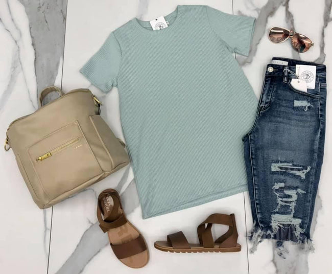 MINT RIBBED TOP