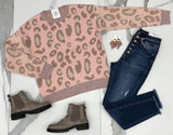 BLUSH LEOPARD SWEATER