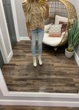 IVORY AND CORAL PUFF SLEEVE FLORAL TOP