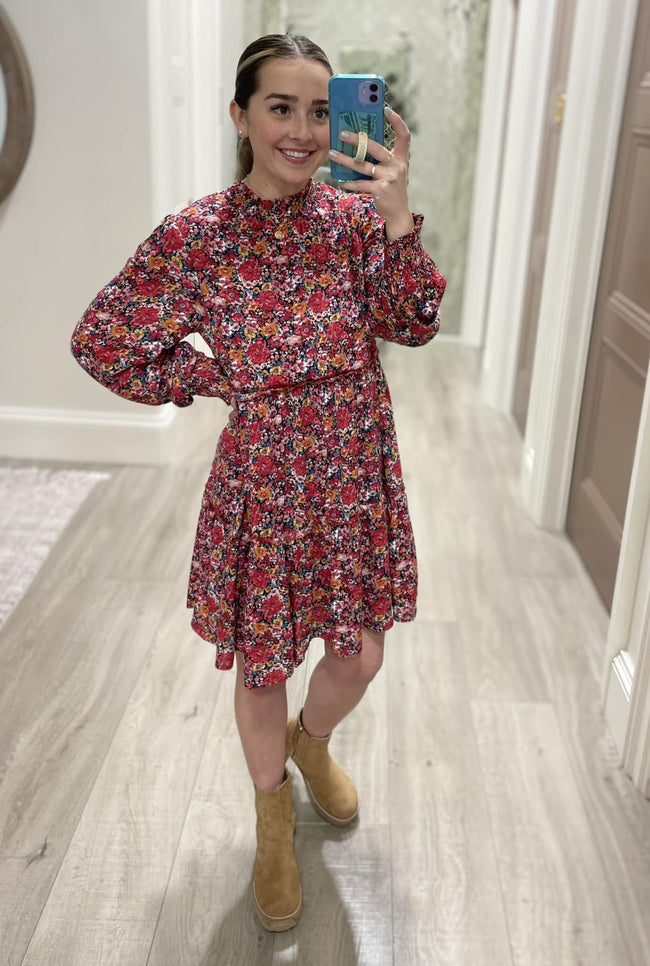 CHERRY BLOSSOM RUFFLE MIDI DRESS