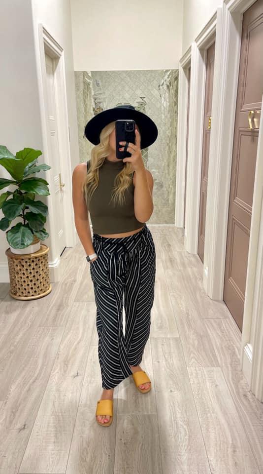 BLACK STRIPE WOVEN PANT