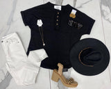 BLACK HENLEY TOP