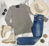 OLIVE RIBBED CONTRAST LONG SLEEVE TWIST FRONT TOP