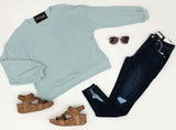 MINT RIBBED SWEATER TOP