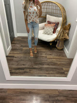 IVORY RIBBED FLORAL TOP