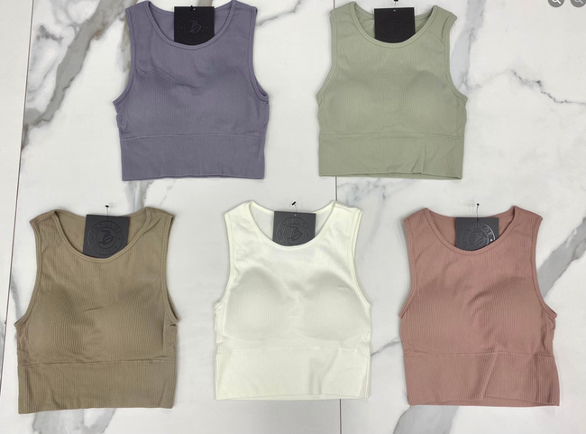 MAUVE RIBBED CROP PADDED BRAMI