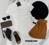 WHITE RIBBED SNAP BODYSUIT