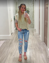 SAGE LEOPARD CONTRAST TEE