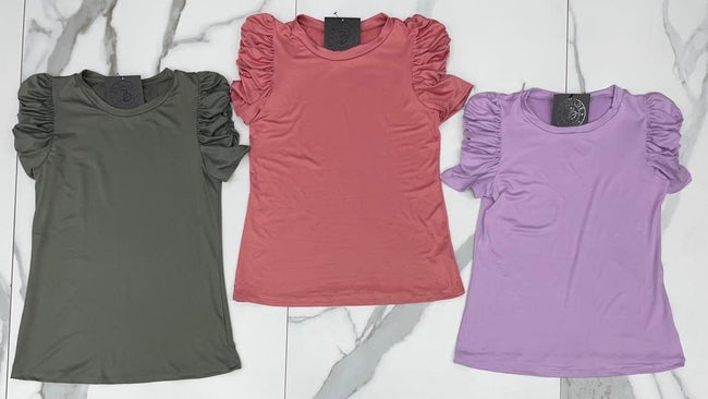 ROSE RUCHED SLEEVE TOP