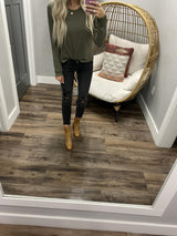 WREN LONG SLEEVE OLIVE TOP
