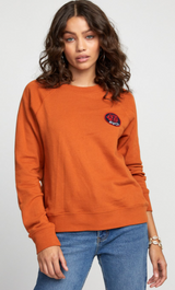 RUST RVCA DYNASTY CREW SWEATER