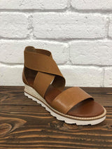 TAN ANKLE CROSS SANDALS