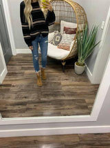 BLACK AND TAUPE STRIPE SWEATER
