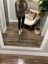 WASHED MOCHA WILD WEST BULL SKULL CREW SWEATER