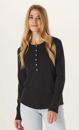THE NORMAL BRAND BLACK PUREMESO HENLEY PULLOVER