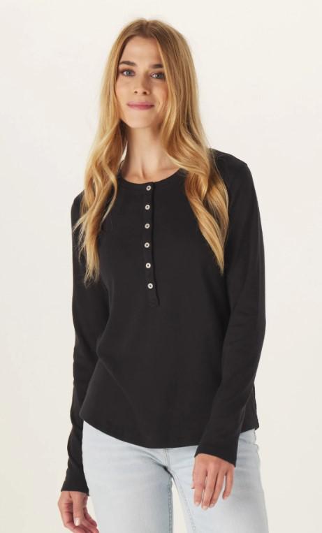 THE NORMAL BRAND BLACK PUREMESO HENLEY PULLOVER