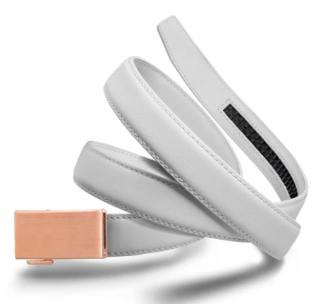 WOMENS MISSION LEATHER WHITE ROSE GOLD BELT