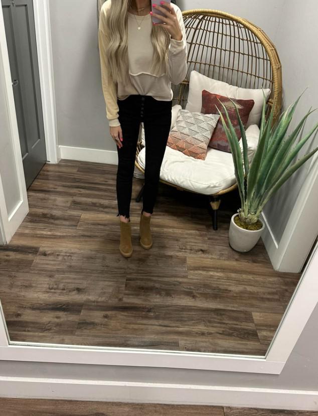 PRISCILLA COLOR BLOCK NEUTRAL SWEATER TOP