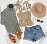 IVORY APRICOT SMOCKED TIE TANK