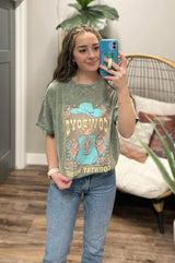 WASHED SAGE COWBOYS AND COUNTRY MUSIC GRAPHIC TEE