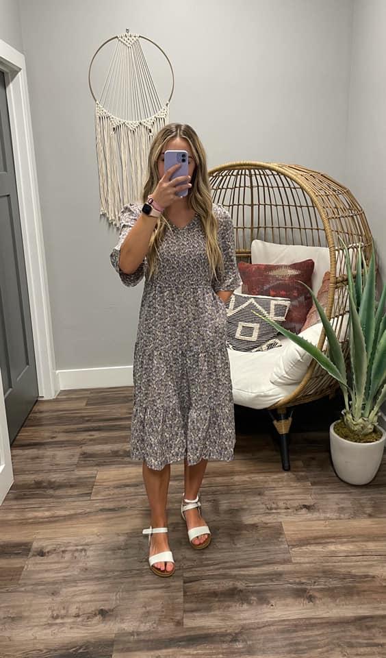 LAVENDER FLORAL SMOCKED DRESS