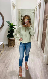 SAGE DETAIL LONG SLEEVE BLOUSE