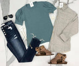 TEAL PUFF SLEEVE TOP